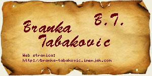 Branka Tabaković vizit kartica